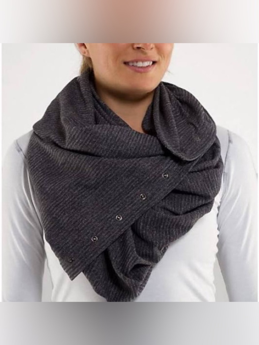 Lululemon Vinyasa Infinity Reversible Scarf Wrap Gray Black Stripe